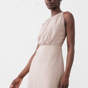 Never Been Worn Linen High-Neck Midi Dress